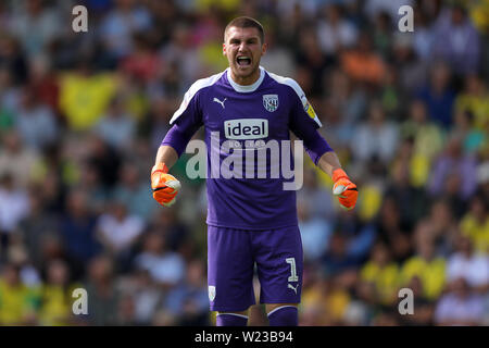 Sam Johnstone von West Bromwich Albion feiert - Norwich City v West Bromwich Albion, Sky Bet Meisterschaft, Carrow Road, Norwich - 11. August 2018 Stockfoto