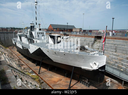 HMS M33, M29-Klasse monitor Boot, Portsmouth historischen Dockyard, Portsmouth, Hampshire, England, Vereinigtes Königreich Stockfoto