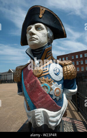 First Sea Lord Admiral Horatio Nelson, der HMS Victory, Portsmouth historischen Dockyard, Portsmouth, Hampshire, England, Vereinigtes Königreich Stockfoto