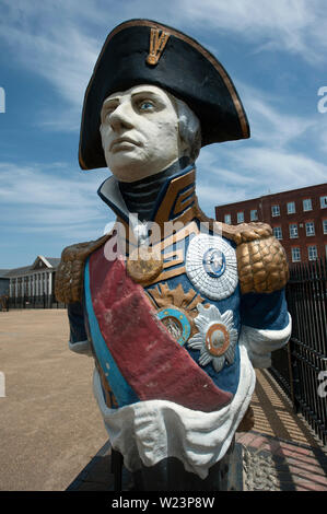 First Sea Lord Admiral Horatio Nelson, der HMS Victory, Portsmouth historischen Dockyard, Portsmouth, Hampshire, England, Vereinigtes Königreich Stockfoto