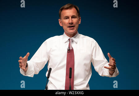 Konservative Partei Führung Kämpfer Jeremy Hunt auf der Bühne während eines Tory Führung hustings im Perth Concert Hall, Perth. Stockfoto