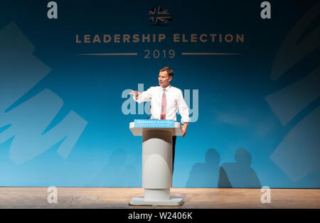 Konservative Partei Führung Kämpfer Jeremy Hunt auf der Bühne während eines Tory Führung hustings im Perth Concert Hall, Perth. Stockfoto