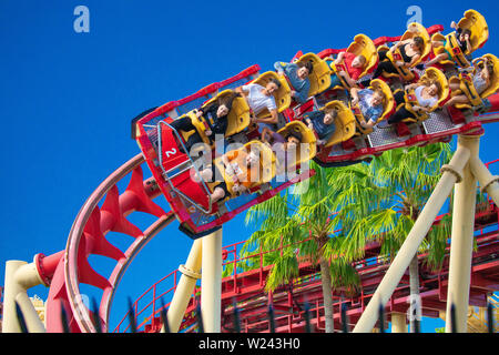 Hollywood Rip Ride Rockit. Achterbahn. Stockfoto