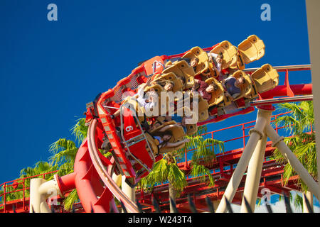 Hollywood Rip Ride Rockit. Achterbahn. Stockfoto