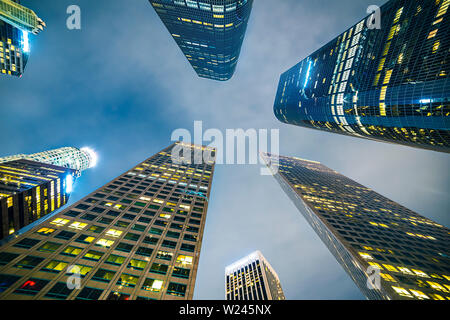 Downtown Los Angeles Wolkenkratzer in der Nacht. Stockfoto