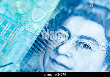 Makro Foto von Britische 5 Pfund Banknote. Stockfoto