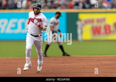 Mai 16th, 2019: Cleveland Indians zweiter Basisspieler Jason Kipnis (22), die in Aktion während eines Spiels zwischen den Baltimore Orioles und die Cleveland Indians am 16 Mai, 2019 am progressiven Feld in Cleveland, OH. Adam Lacy/CSM. Stockfoto