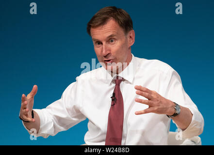 Konservative Partei Führung Kämpfer Jeremy Hunt auf der Bühne während eines Tory Führung hustings im Perth Concert Hall, Perth. Stockfoto