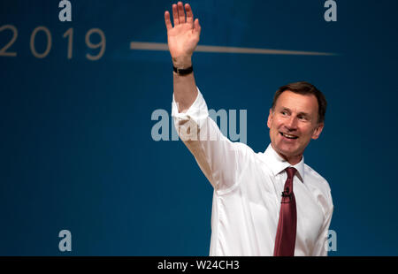 Konservative Partei Führung Kämpfer Jeremy Hunt auf der Bühne während eines Tory Führung hustings im Perth Concert Hall, Perth. Stockfoto