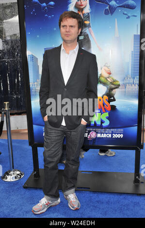 LOS ANGELES, Ca. März 22, 2009: Rainn Wilson an der Los Angeles Premiere seines neuen Films 'Monsters vs. Aliens' an der Gibson Amphitheatre, Universal Studios, Hollywood. © 2009 Paul Smith/Featureflash Stockfoto