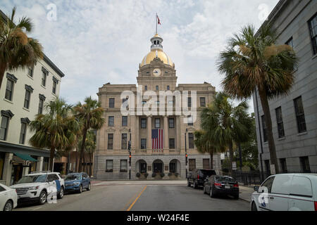 Savannah Rathaus mit goldenen Kuppel Stadt Savannah Georgia USA Stockfoto