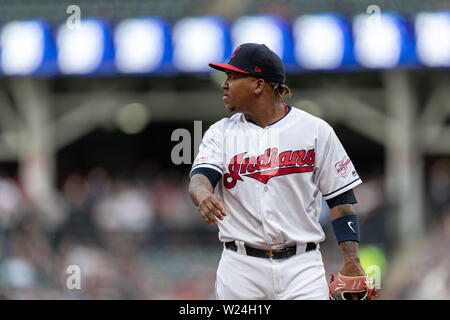 Cleveland, OH, USA. 16. Mai, 2019. Cleveland Indians Jose Ramirez (11), die in Aktion während eines Spiels zwischen den Baltimore Orioles und die Cleveland Indians am 16 Mai, 2019 am progressiven Feld in Cleveland, OH. Adam Lacy/CSM/Alamy leben Nachrichten Stockfoto