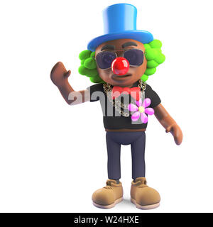 Lustige schwarze hiphop Rapper tragen ein Clown Outfit, 3d-Grafik rendern Stockfoto