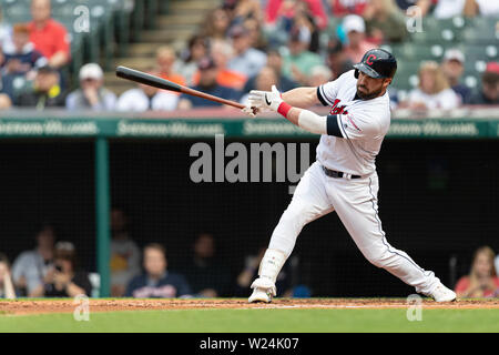 Cleveland, OH, USA. 16. Mai, 2019. Cleveland Indians zweiter Basisspieler Jason Kipnis (22), die in Aktion während eines Spiels zwischen den Baltimore Orioles und die Cleveland Indians am 16 Mai, 2019 am progressiven Feld in Cleveland, OH. Adam Lacy/CSM/Alamy leben Nachrichten Stockfoto