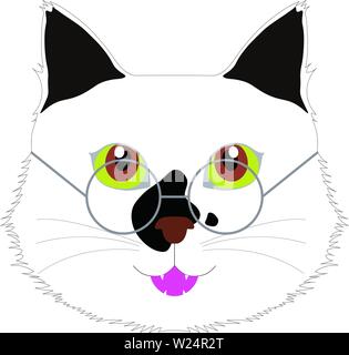 Lächelnd Katze mit Brille CG, Vektor Bild Stockfoto