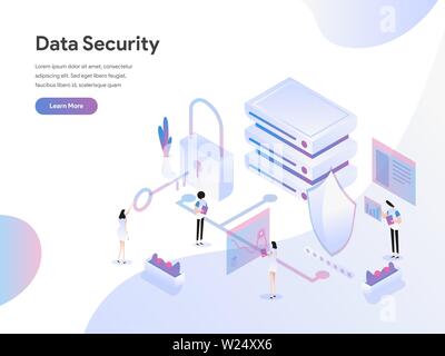 Landing Page Template der Datensicherheit isometrische Darstellung Konzept. Flaches Design Konzept der Webseite Design für die Website und mobile Website Stock Vektor