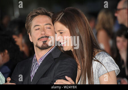 LOS ANGELES, Ca. 20. April 2009: Robert Downey Jr. & Catherine Keener an der Los Angeles Premiere ihres neuen Films der Solist bei Paramount Theater, Hollywood. © 2009 Paul Smith/Featureflash Stockfoto