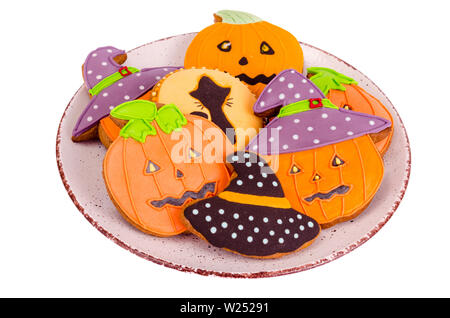 Hausgemachte Lebkuchen mit Bildern für Halloween Stockfoto