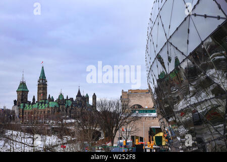 Parlament von Kanada Blick von Shaw Centre Stockfoto
