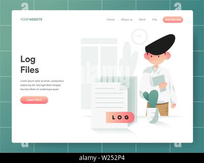 Computer Log-Datei Abbildung Konzept. Modernes Design Konzept der Webseite Design für die Website und mobile Website. Vector EPS Abbildung 10 Stock Vektor