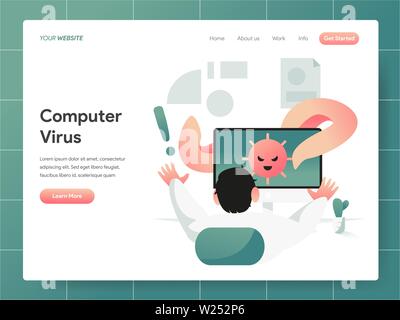 Computer Virus Abbildung Konzept. Modernes Design Konzept der Webseite Design für die Website und mobile Website. Vector EPS Abbildung 10 Stock Vektor