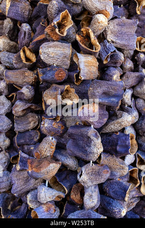 Getrocknete Auberginen hängenden Verkauf im Shop, Hintergrund Stockfoto