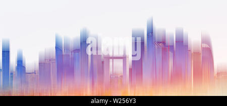 Farbenfrohes Gebäude Skyline der Stadt, auf weißem Hintergrund. Abstrakte Stadt Hintergrund Stockfoto
