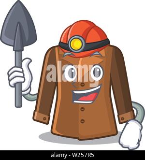 Miner cartoon Mantel gehalten in einem Schrank Stock Vektor