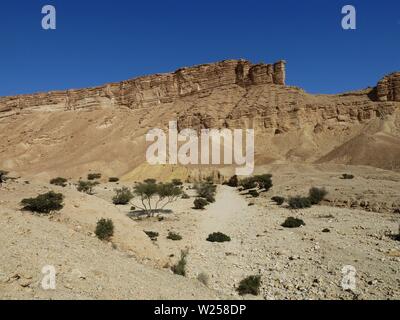 Rock felsabstürze am Rande der Trias und Jura sedimentären Felsen westlich von Riyadh Stockfoto