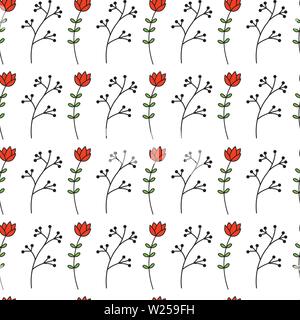 Nahtlose laub muster mit minimalistischem Stil Stock Vektor