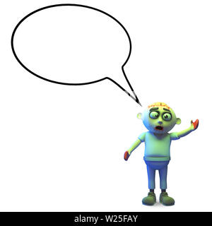 Spooky zombie Monster mit leeren Sprechblasen, 3d-Grafik rendern Stockfoto
