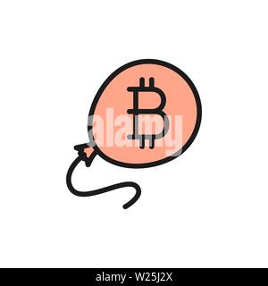 Bitcoin Ballon, cryptocurrency blockchain, flachen Farbe Symbol. Stock Vektor