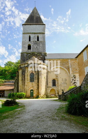 Romanische Abtei von Saint-cybard (1066), in Tourtoirac, Dordogne, Aquitaine, Frankreich. Stockfoto