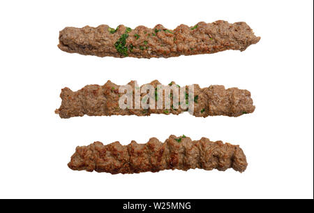 Kebab, traditionelle türkische, griechische Fleisch essen, isolierten Ausschnitt auf weißem Hintergrund, Ansicht von oben Stockfoto