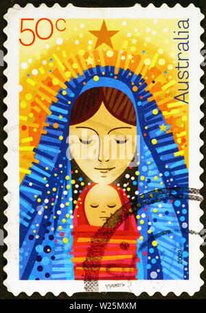 Jesus, Maria und Kind auf australischen Briefmarke Stockfoto