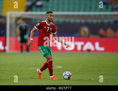 Frankreich, 5. Juli 2019: Hakim Ziyach Marokko während der 2019 Afrika Cup der Nationen Übereinstimmung zwischen Marokko und Benin im Al Salam Stadion in Kairo, Ägypten. Ulrik Pedersen/CSM. Stockfoto