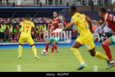 Frankreich, 5. Juli 2019: M'bark Boussoufa Marokko während der 2019 Afrika Cup der Nationen Übereinstimmung zwischen Marokko und Benin im Al Salam Stadion in Kairo, Ägypten. Ulrik Pedersen/CSM. Stockfoto