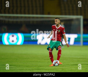 Frankreich, 5. Juli 2019: Hakim Ziyach Marokko während der 2019 Afrika Cup der Nationen Übereinstimmung zwischen Marokko und Benin im Al Salam Stadion in Kairo, Ägypten. Ulrik Pedersen/CSM. Stockfoto