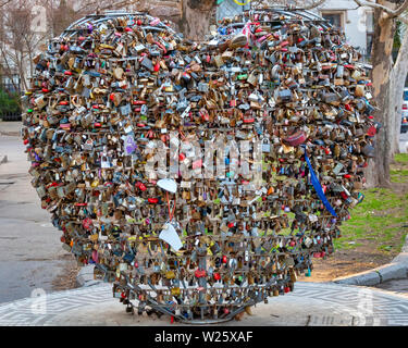 Liebe Herzen von Odessa auf der Schwiegermutter Brücke, Odessa, Ukraine Stockfoto