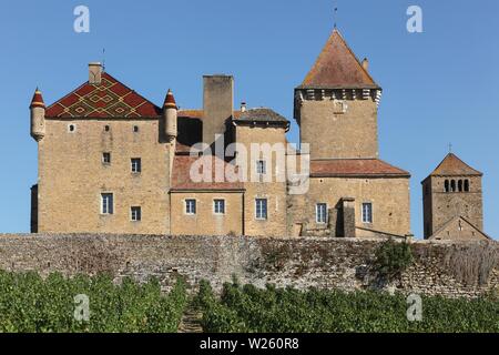 Pierreclos Burg in Burgund, Frankreich Stockfoto