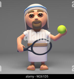 Jesus Christus ist bereit zu dienen, am Tennis, 3d-Grafik rendern Stockfoto