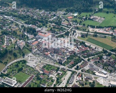 Gmünd in Kärnten, Österreich - Luftaufnahme - mittelalterliche Altstadt und touristische Attraktion Stockfoto