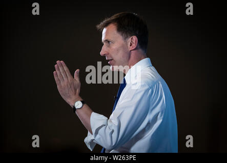 Konservative Partei Führung Kämpfer Jeremy Hunt während einer Tory Führung hustings in Nottingham. Stockfoto