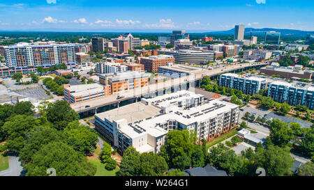 Downtown Greenville South Carolina SC Drone Antenne. Stockfoto