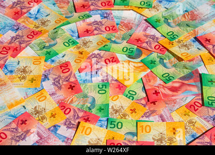 Sammlung der neue Schweizer Banknoten (2017) Stockfoto