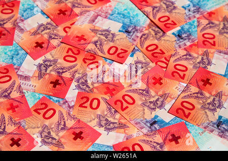 Sammlung der neue Schweizer Banknoten (2017) Stockfoto