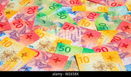 Sammlung der neue Schweizer Banknoten (2017) Stockfoto