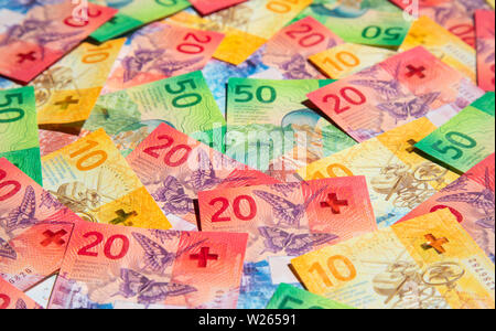 Sammlung der neue Schweizer Banknoten (2017) Stockfoto