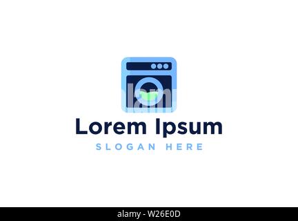 Waschmaschine, Wäsche Logo Inspiration isoliert auf weißem Hintergrund Stock Vektor
