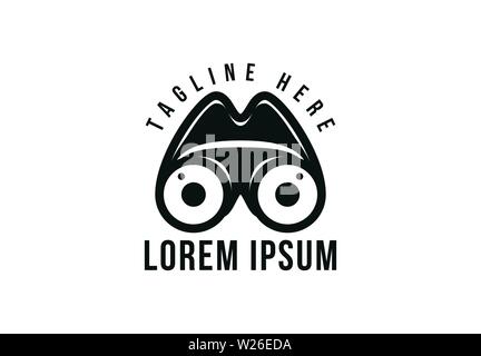 Vintage Fernglas, Abenteuer und Camping logo Stock Vektor